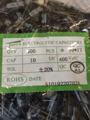 10 ADET - 10UF 400V 105C 10X17 ELEKTROLİTİK ALÜMİNYUM KONDANSATÖR